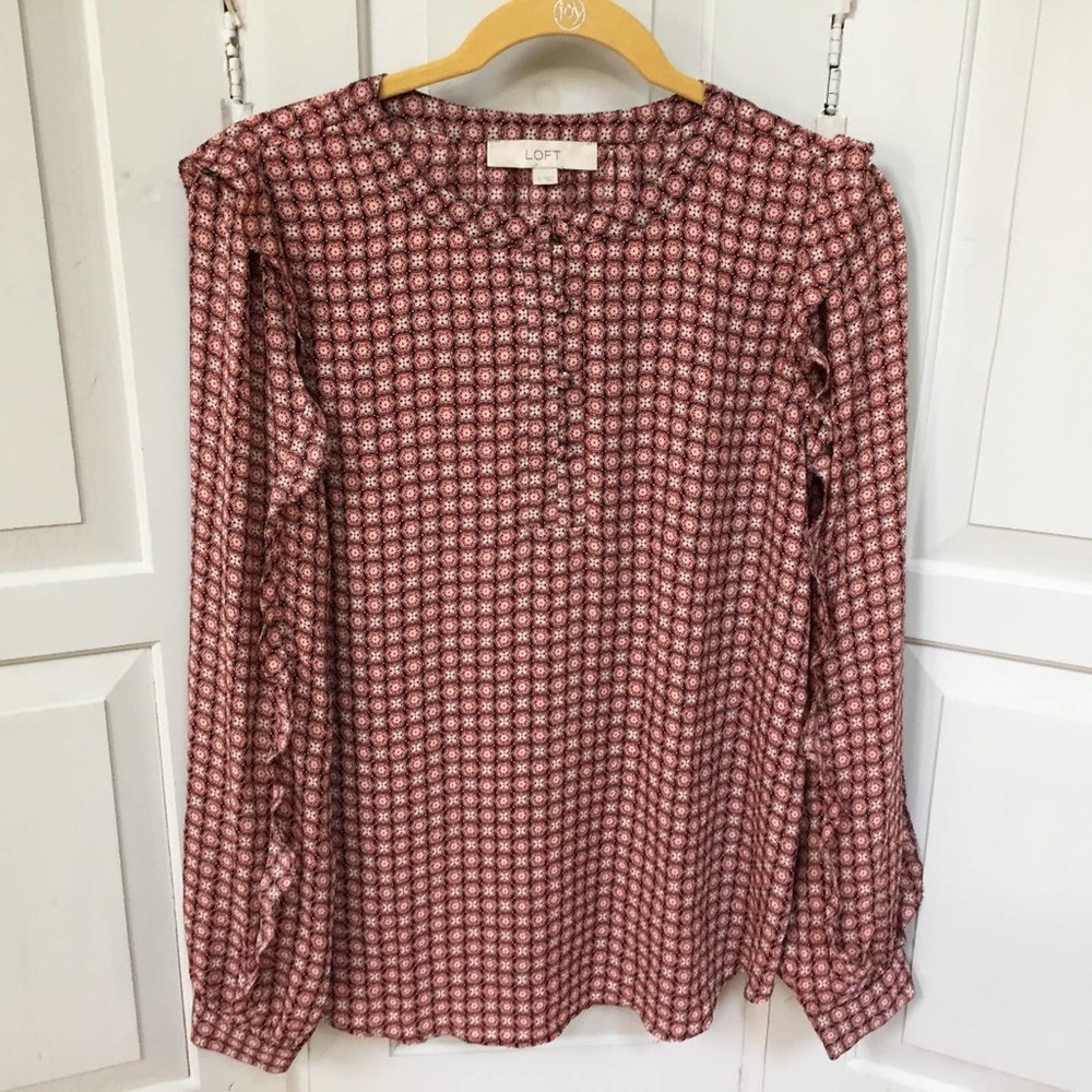LOFT Long Sleeve Tunic With Ruffle